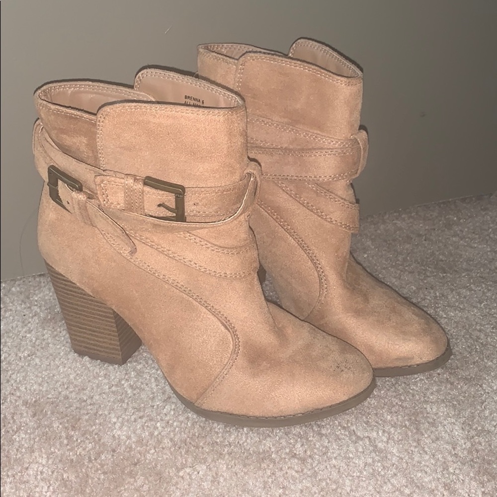 Brown suede booties